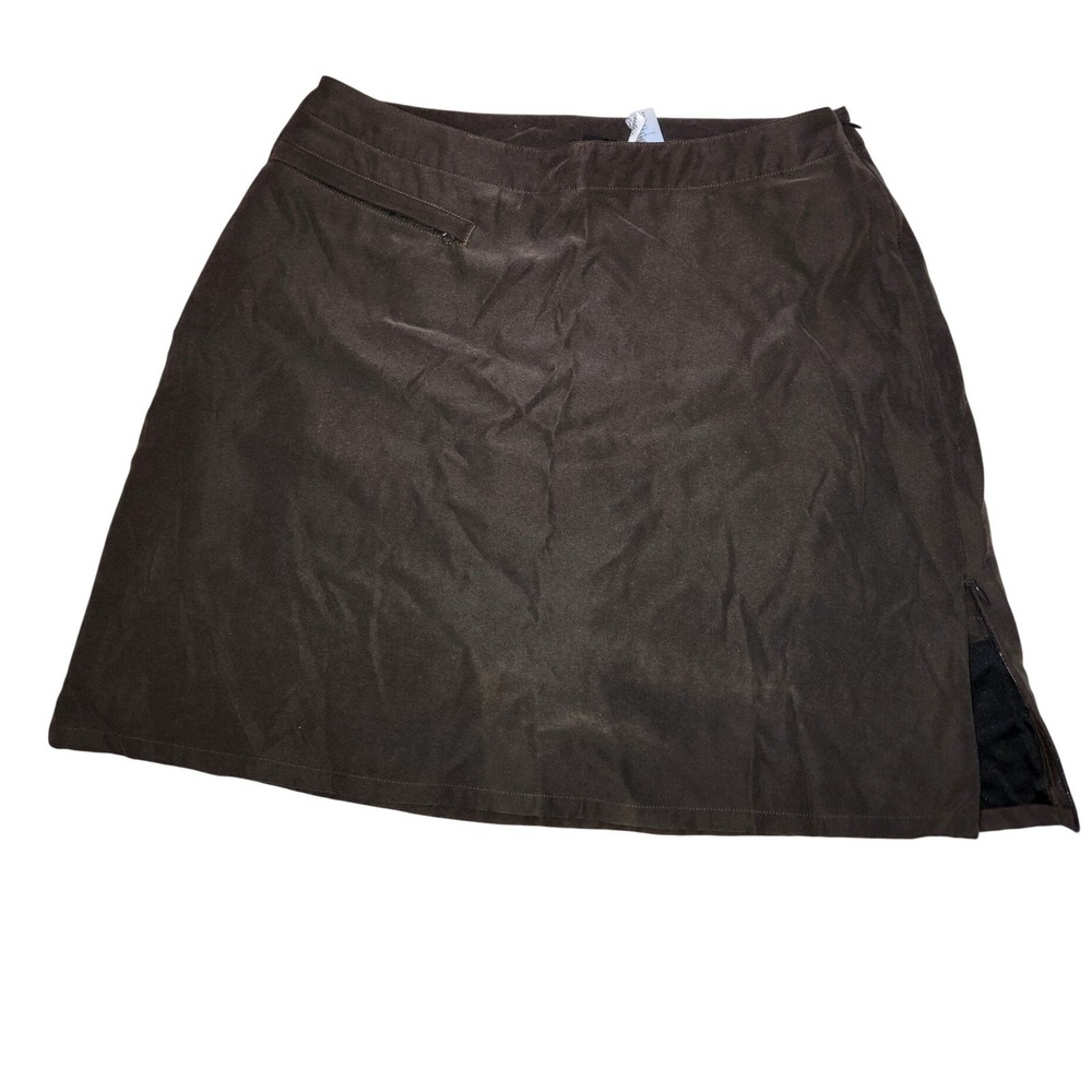 Patagonia Womens Brown Active Hiking Skort Side Zip Vents 8 faux suede festival